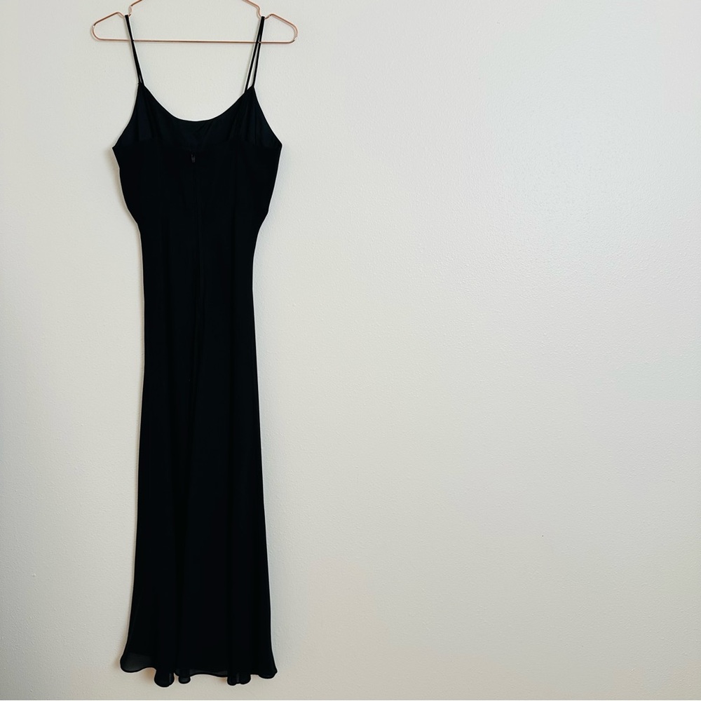 Vintage Hampton Nites Black Slip Evening Gown Spaghetti Strap Maxi Dress - Picture 7 of 8